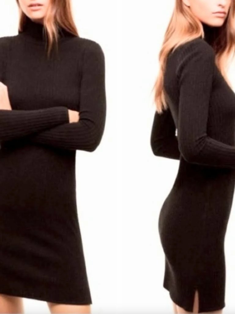 Aritzia Wilfred Free Dark Green Turtle Neck Dress Excellent Condition Size M